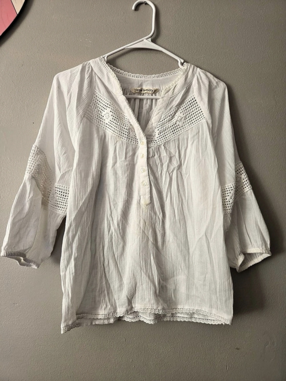Hippie Laundry White Cotton Lace Tunic Good Condition